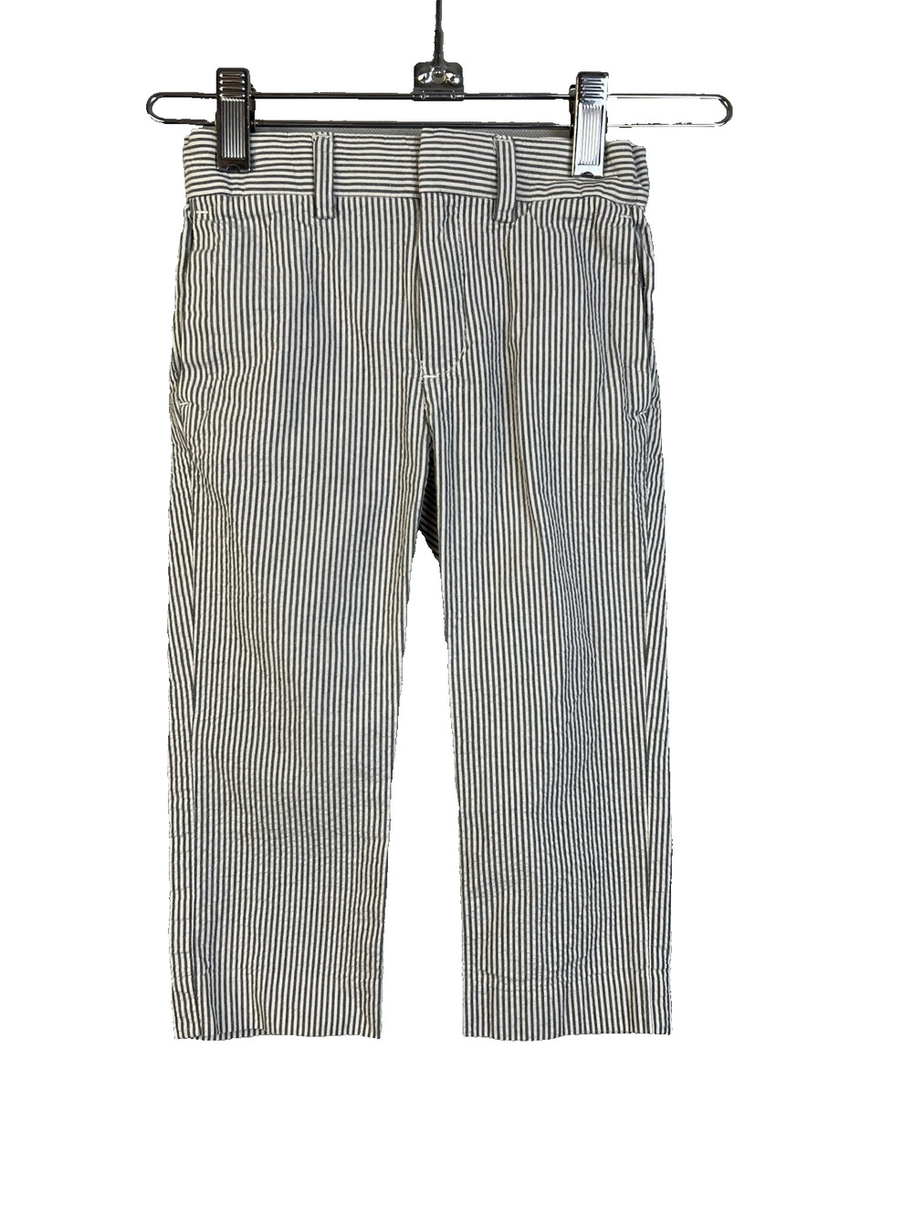 Crewcuts Ludlow Pants Boys 2 Slim Gray Stripe Seersucker Adjustable Waist Preppy